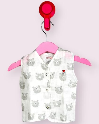 Teddy Bear Muslin Sleeveless Jabla/6-12 Month