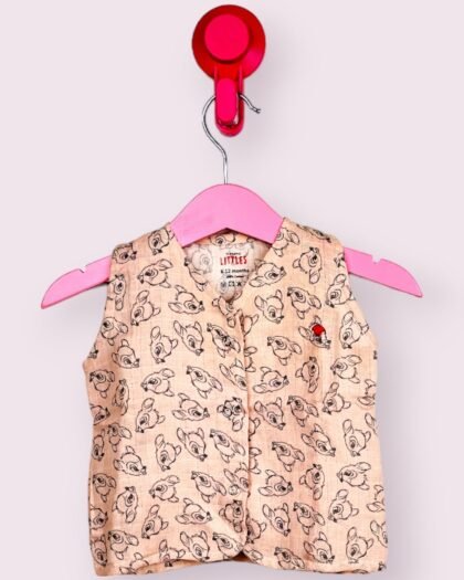 Deer Print Muslin Sleeveless Jabla/6-12 Month