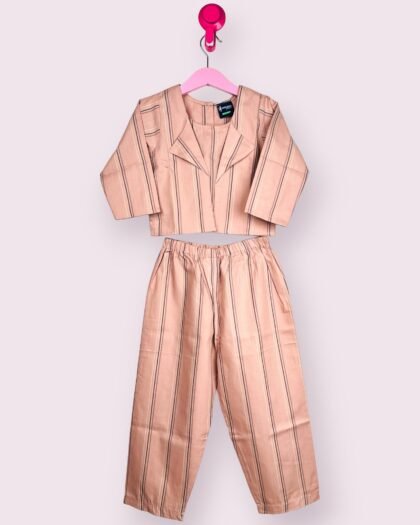 Mavue And Grey Stripes Co-Ord Set In Cotton/8-9 Years