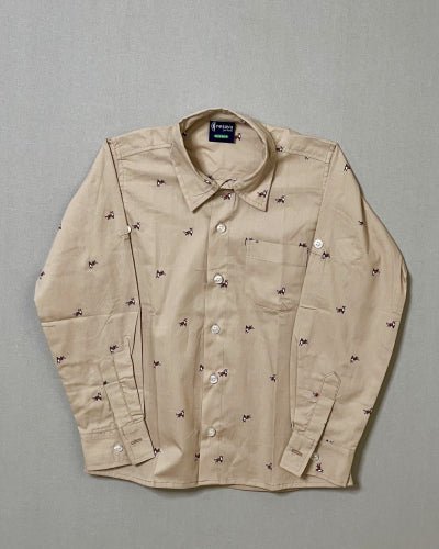 Biege Cotton Shirt with Fox Print / 10 -11  year