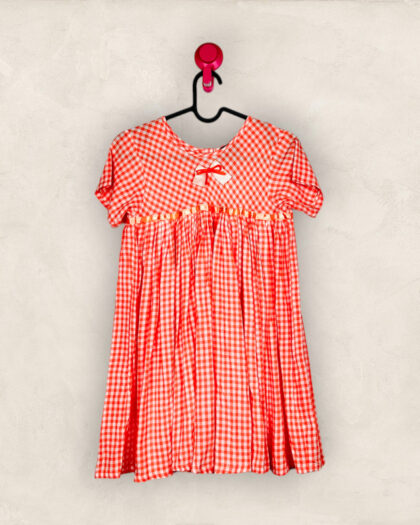 Orange Checked Yoke Frock