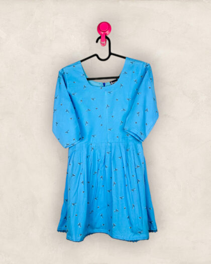 Sky Blue Knief Pleat Frock