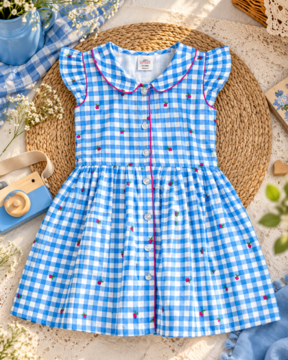 Blue Checked Peter Pan Collared Frock