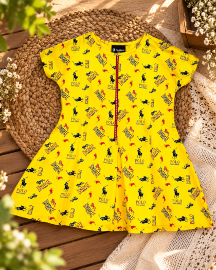 Yellow Set In Sleeve Frock