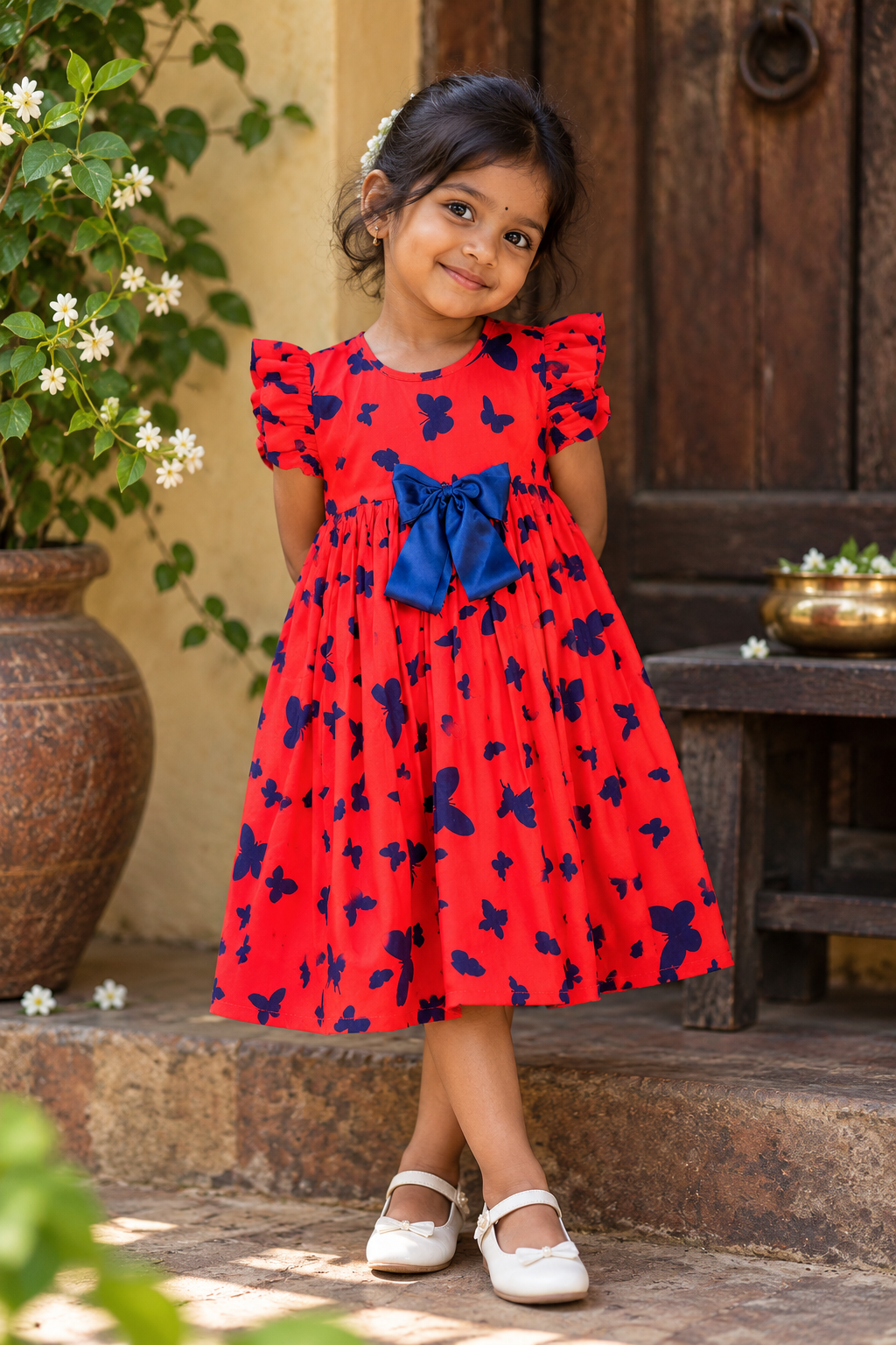 Red,Blue,Butterfly Frock/8-9 Years - Image 2