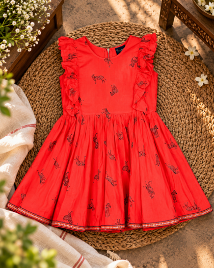 French Pink Frill Frock