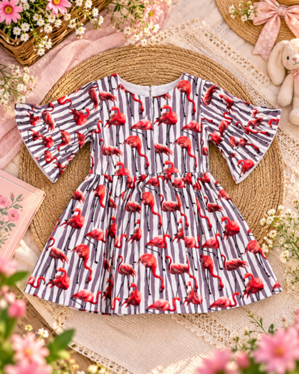 Flamingo Bell Sleeve Frock