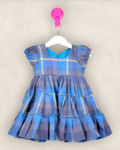 Blue Plaid Double Layer Frock
