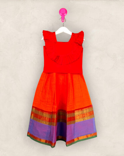 Handloom Cotton Orange Pavadai Chattai