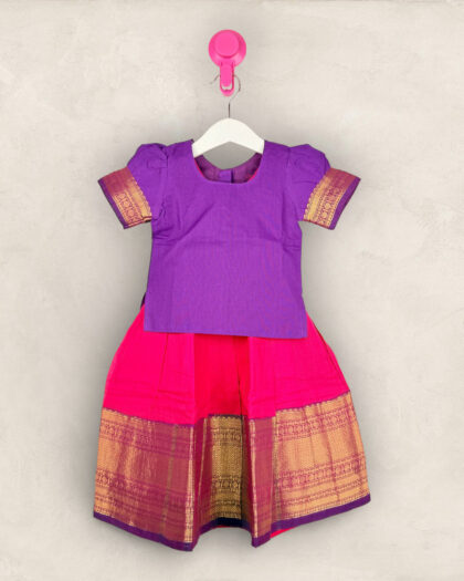 Violet & Pink Cotton Pavadai Chattai