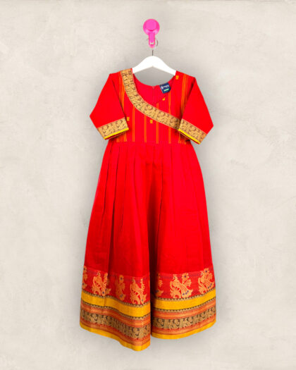 Red & Yellow Cotton Full Frock