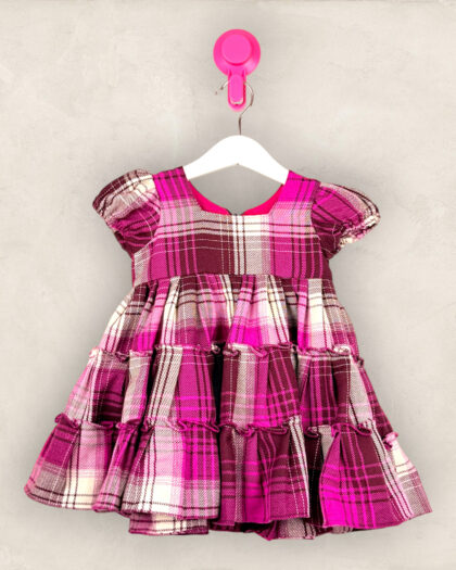 Pink Plaid Double Layer Frock