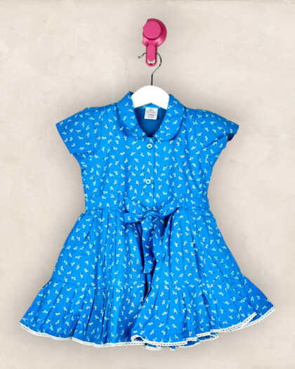 Blue Feather Collared Frock