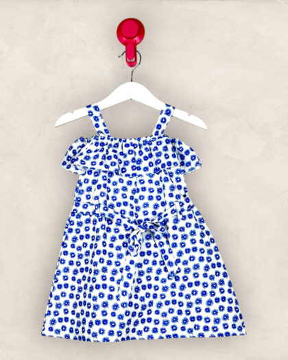 Cotton Blue Off Shoulder Frock