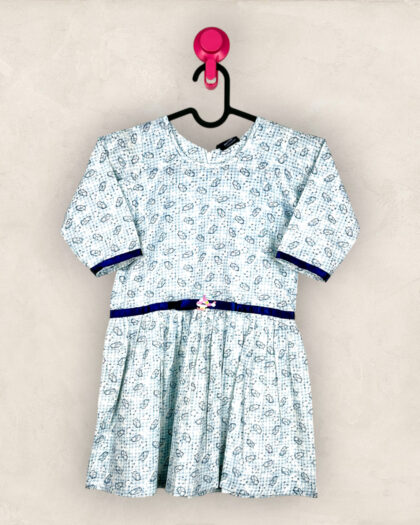 Blue Leaf Print Frock