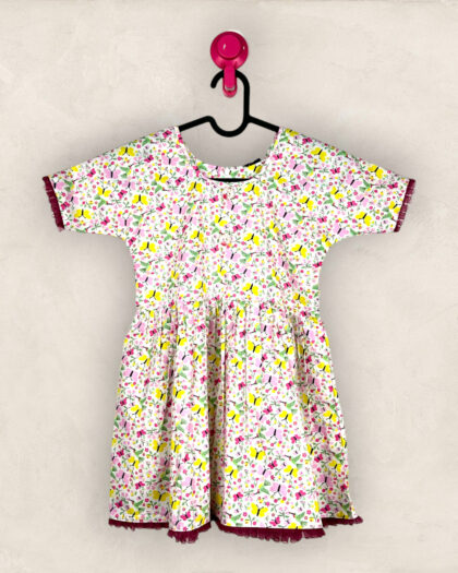 White Floral and Butterfly Frock