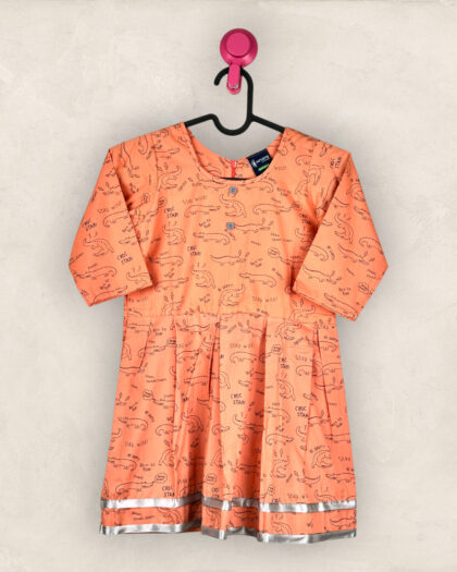 Peach Box Pleat Frock