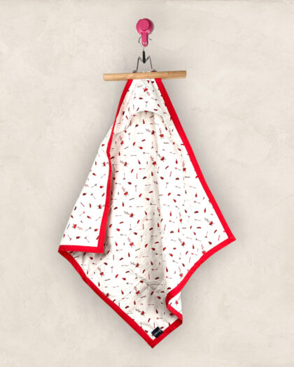 Five Layer Cotton & Muslin Baby Quilt White Kitchen Print/Large