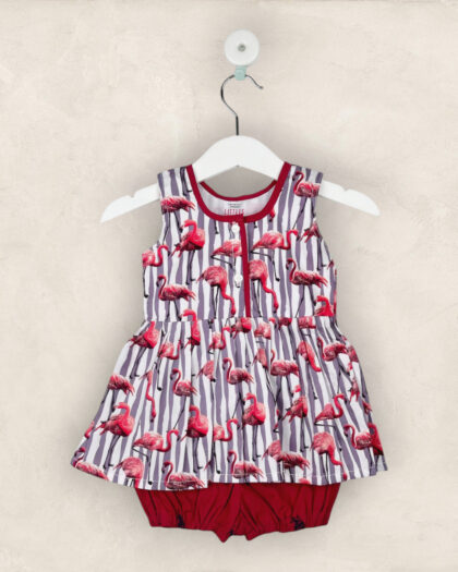 Grane Red Frock With Red Bloomers