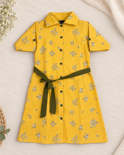 A-Line Yellow Floral Frock