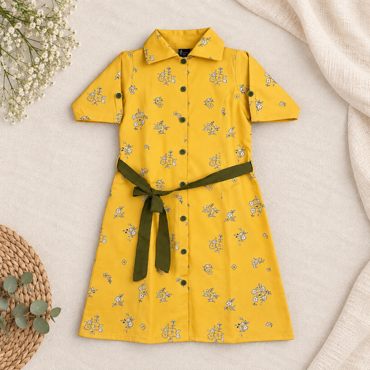A-Line Yellow Floral Frock
