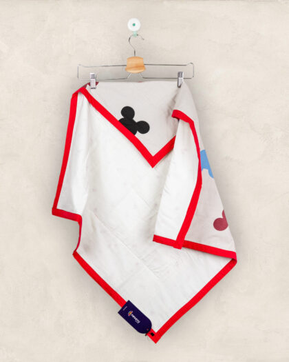 Five Layer Cotton and Muslin Baby Quilt White With Mickey Mouse Print/Large