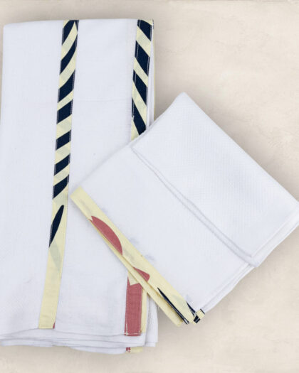 Soft Cotton Yellow Leaf Print Bordered Baby Towel/Set of 2