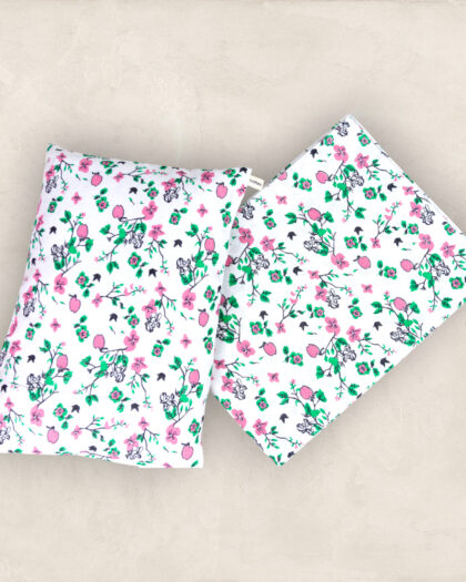 Floral Printed Cotton Baby Crib Sheet and Pillow Set