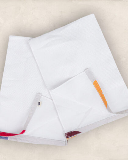 White with Colour Border Print Towel/ Set of Two