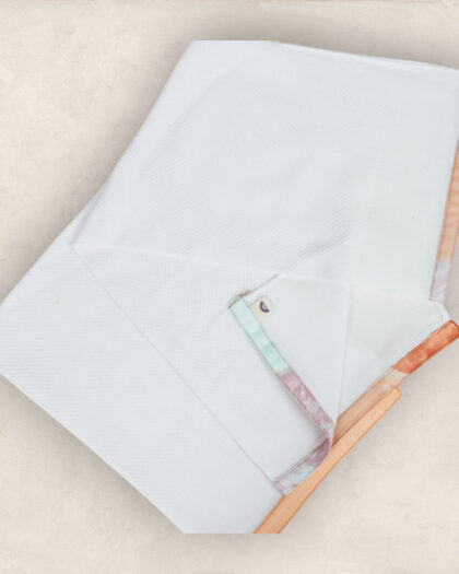 White with Colour Border Print Towel/ Set of Two