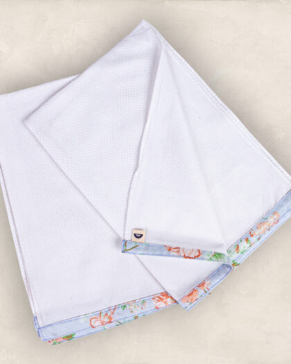 White with Colour Border Print Towel/ Set of Two