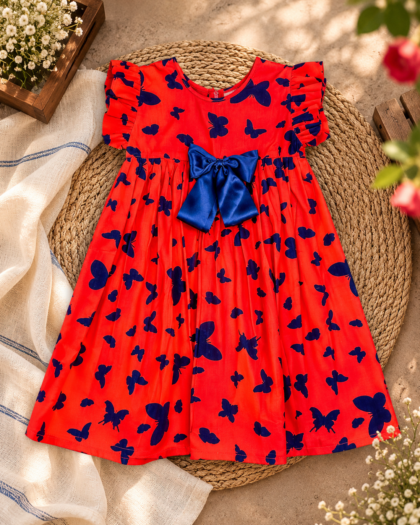 Red,Blue,Butterfly Frock/8-9 Years
