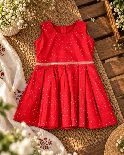 Maroon Inverted Pleat Frock