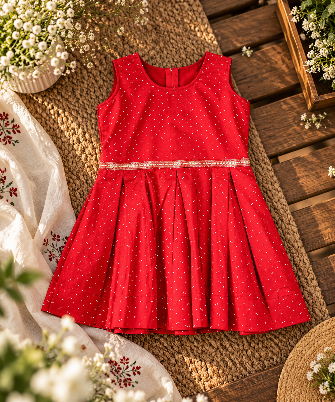 Maroon Inverted Pleat Frock