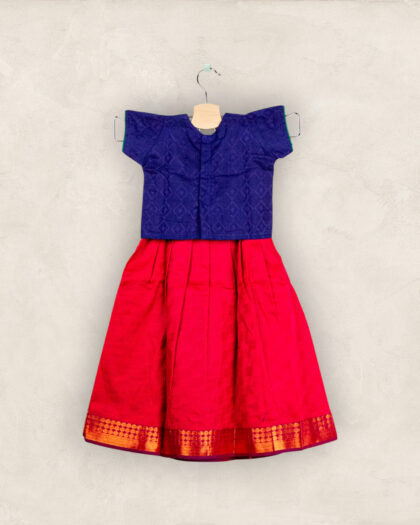 Magenta Small Border with Royal Blue Chattai