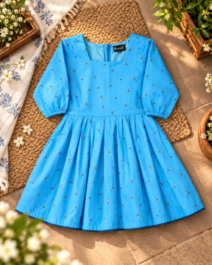 Sky Blue Knief Pleat Frock