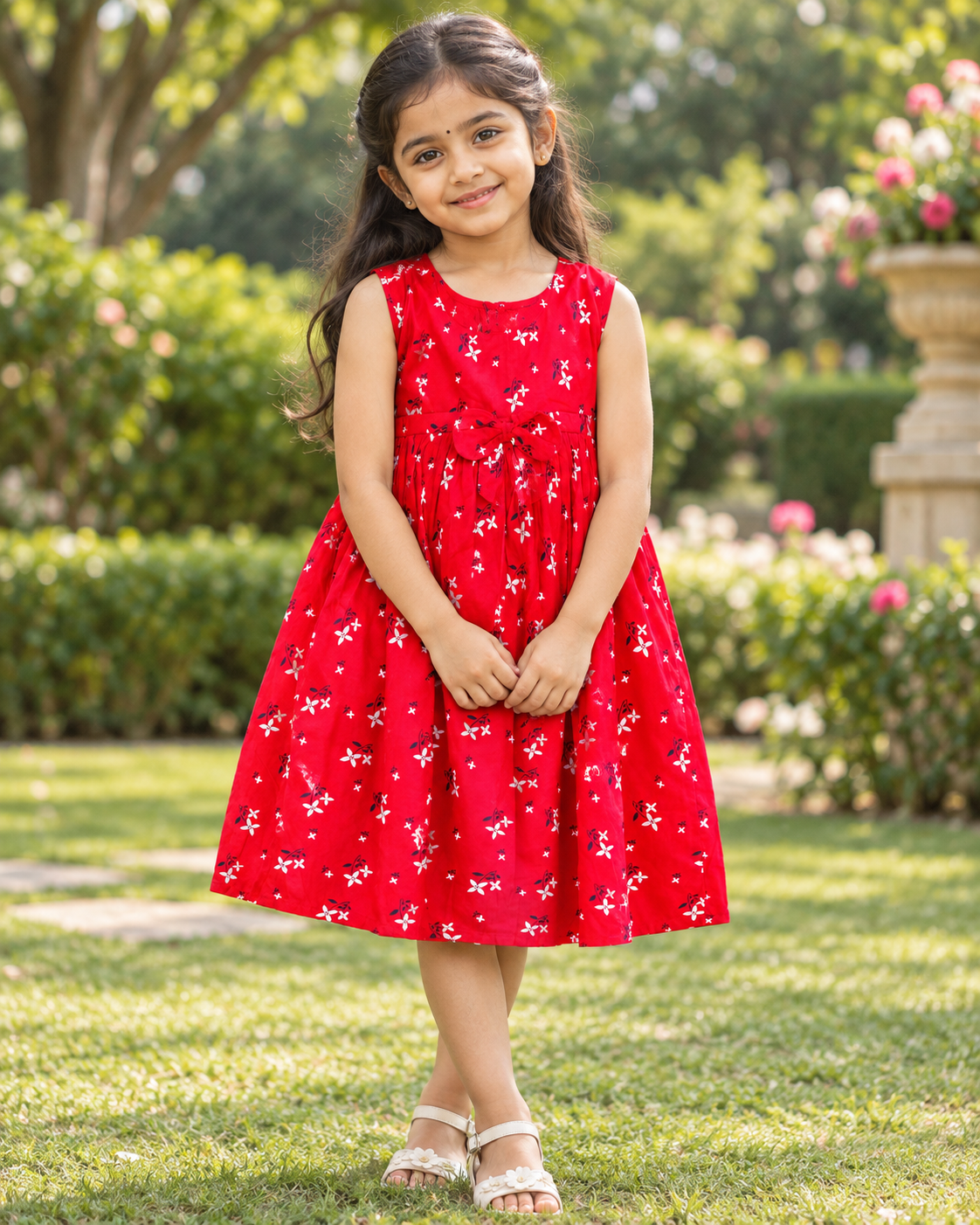Megenta Floral Yoke Frock - Image 2