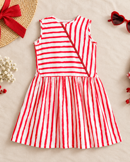 Red and White Striped Frock