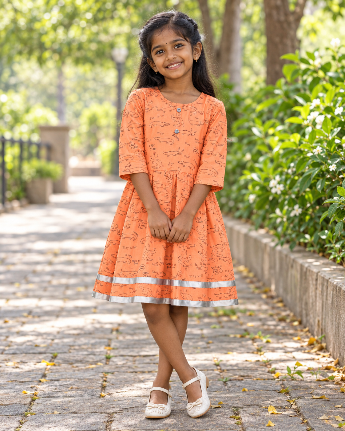 Peach Box Pleat Frock - Image 2