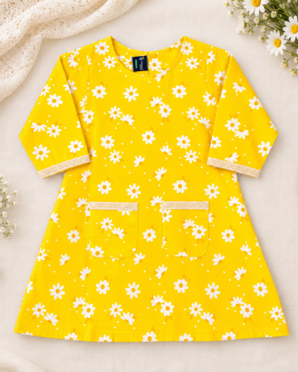 Yellow Daisy A Line Frock
