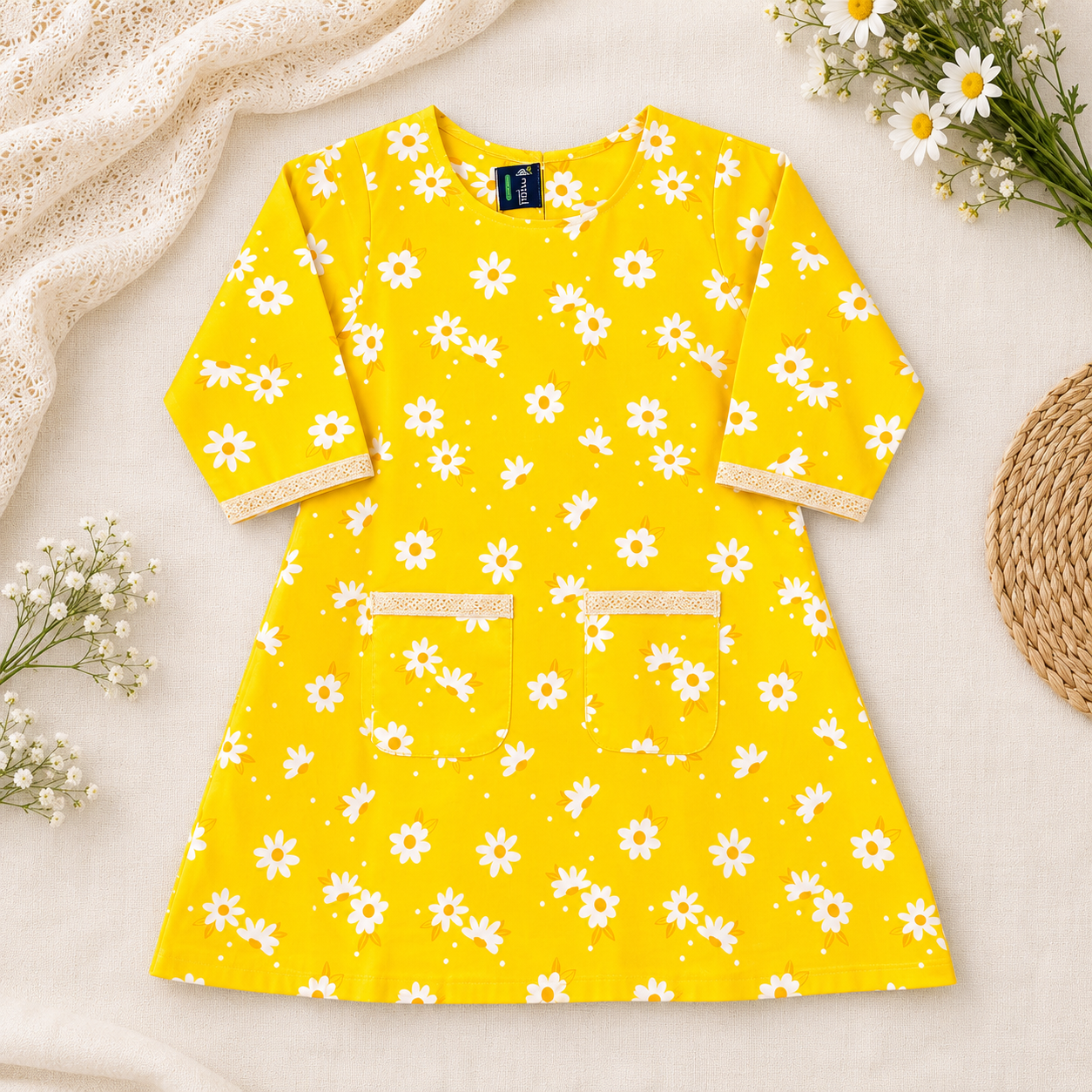 Yellow Daisy A Line Frock