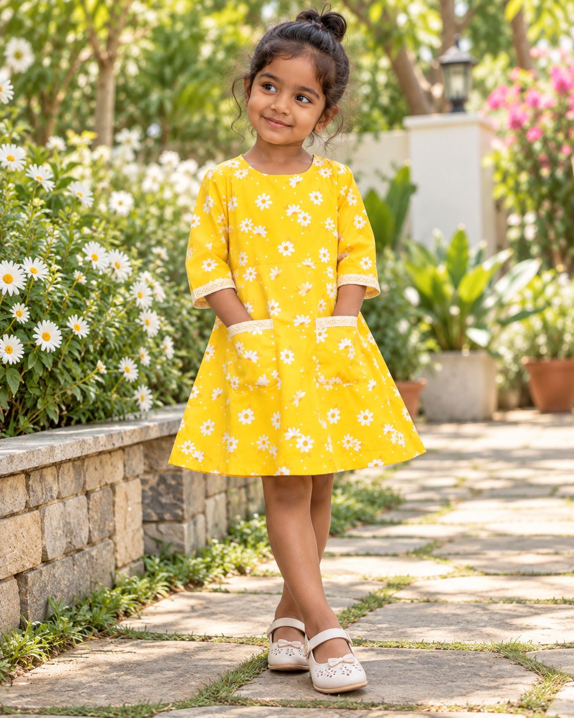 Yellow Daisy A Line Frock - Image 2