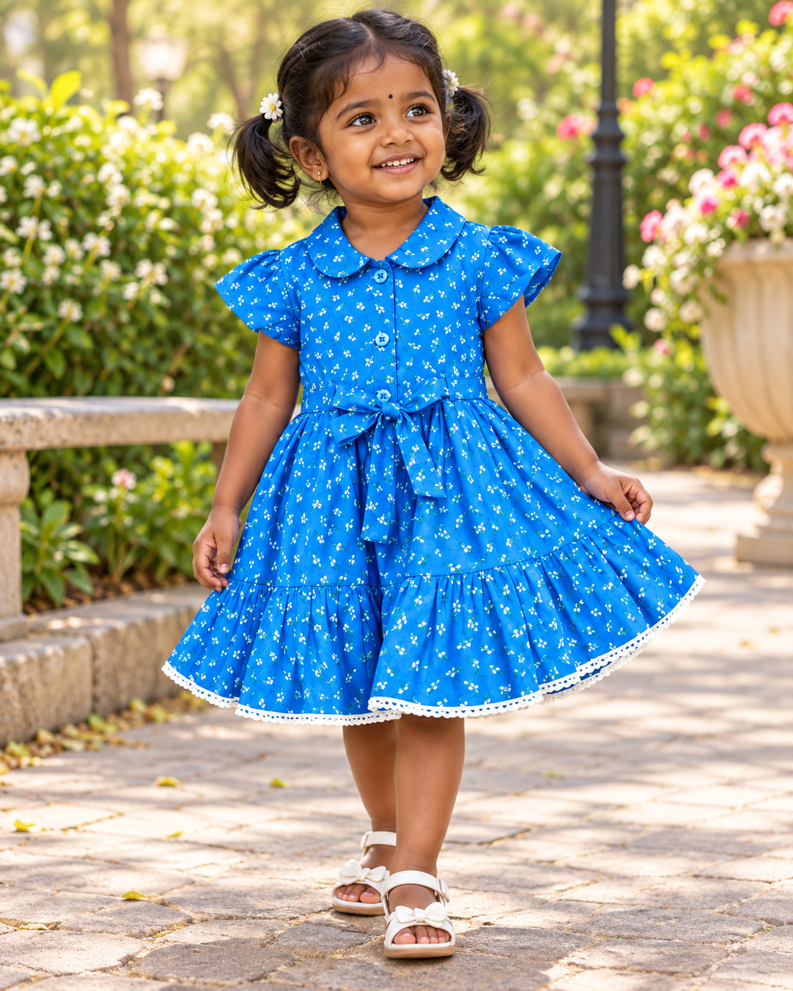 Blue Feather Collared Frock - Image 2