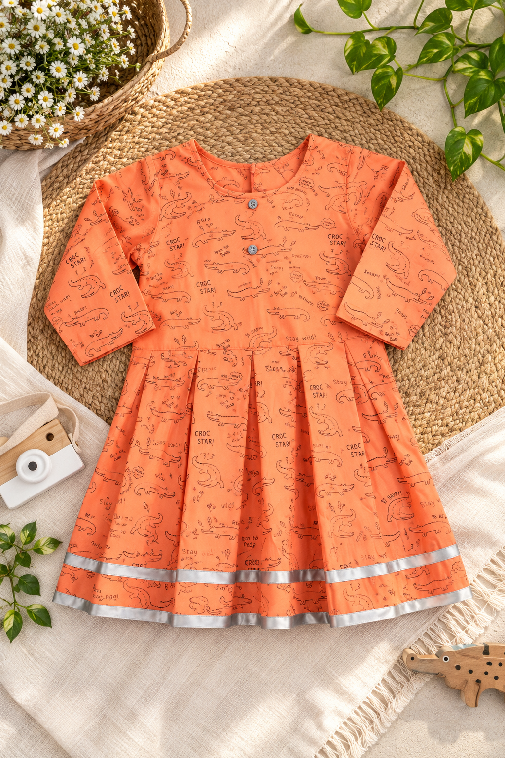 Peach Box Pleat Frock