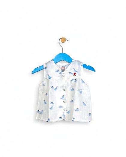 Dinosaur Muslin Front Yoke Frock