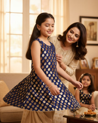 Navy Blue Soft Silk Kurta Set