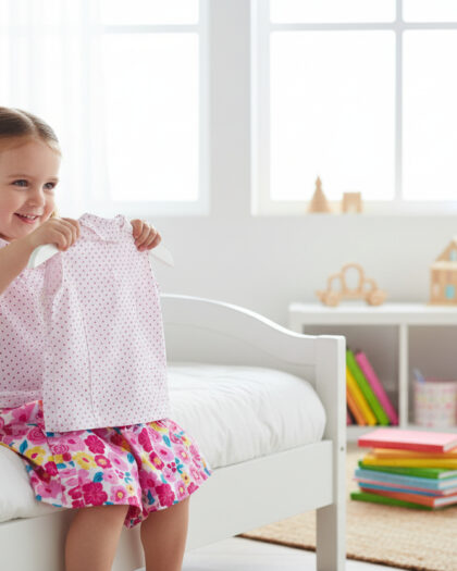 Pink Polka Dot Top With Floral Shorts In Cotton