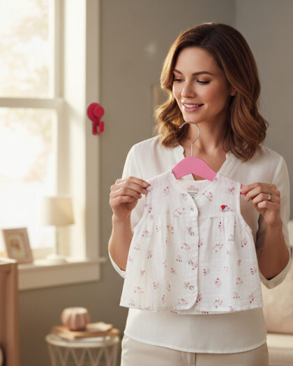 Flower Muslin Front Yoke Frock