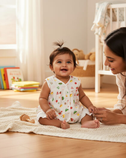 Muslin Jabla Car Print Back Open With Frill