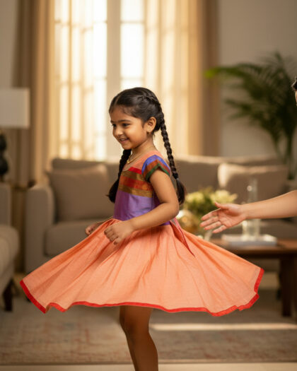 Cotton Peach -Designer Frock